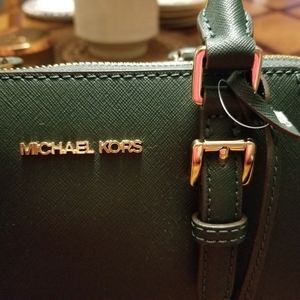 Michael kors small hand bag. Green with gold hardware